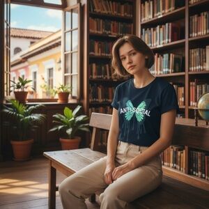 Say Anything Anti Social Butterfly blue tee m